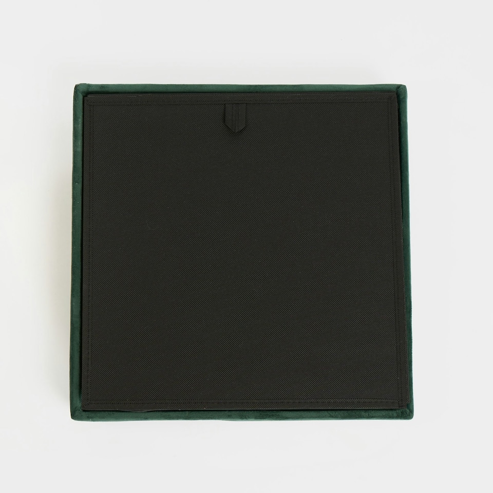 image 1 of OHS Matte Velvet Soft Foldable Cube Footstool Seat Storage Organiser Ottoman | Green | Forest Green