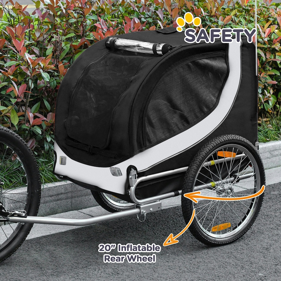 image 1 of PawHut Pet Stroller Dog Jogger Folding Bike Cargo Trailer Carrier Bicycle Black