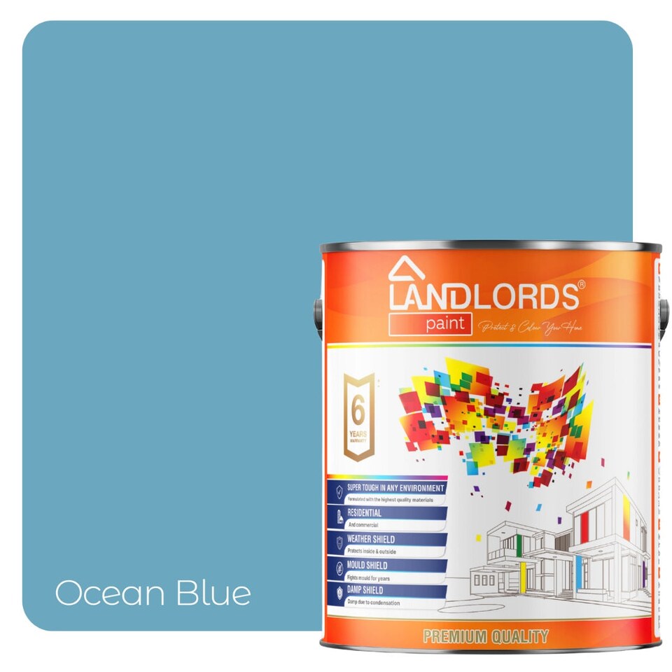 image 1 of Landlords Paint - Kitchen & Bathroom Paint - Mould Resistant, Washable & Durable - Ocean Blue - 10L