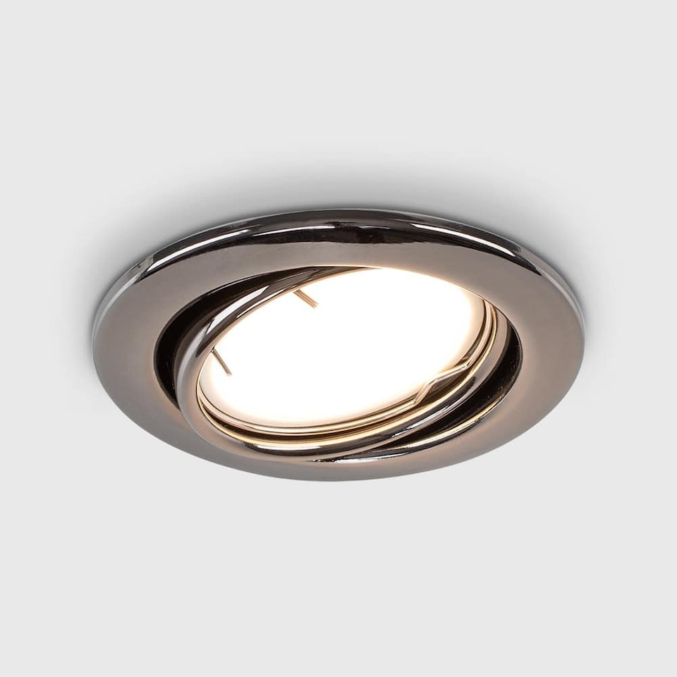 image 1 of ValueLights Downlight Tiltable Fire Rated Black Chrome Ceiling Light Fitting Single Pack