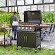 image 2 of Outsunny 3 Burner Gas Grill Portable Barbecue Trolley with Side Shelves