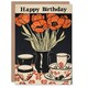 image 1 of Red Tulip Bouquet China Tea Set Vintage Her Birthday Card