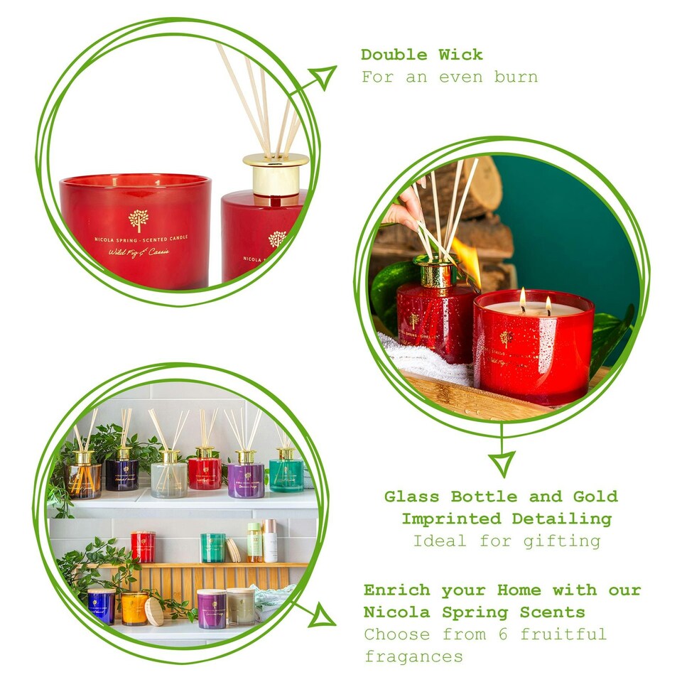 image 1 of Nicola Spring Soy Wax Scented Candle - 350g - Wild Fig & Cassis | Red | Red