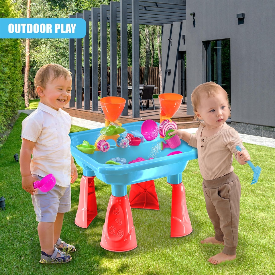 image 1 of The Magic Toy Shop Sand and Water Table 23 Piece Outdoor Play Equipment Blue