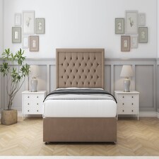 Sloomy Montana Mink Plush Divan Bed With Mattress No Drawers With 54" Floor Standing Headboard 3' Single | Brown | Mink | Single | 1