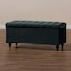image 1 of 120cm Cubed Ottoman Storage Box,Black Velvet Upholstered Chesterfield Storage Ottoman Box with Wooden Legs