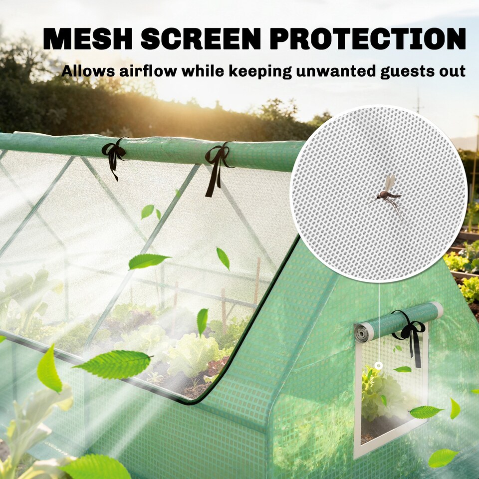 image 1 of Outsunny Portable Small Polytunnel with Mesh Windows, 240x90x90cm