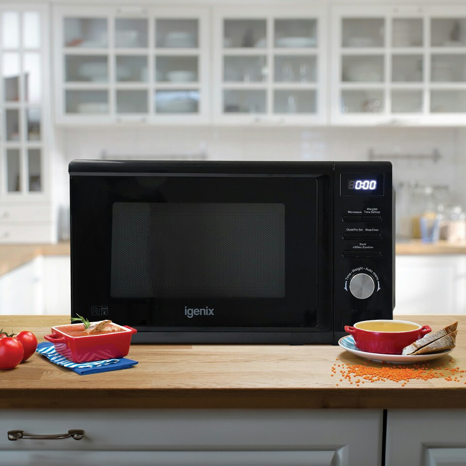image 1 of Igenix IGMD0820B Digital Microwave, 20 Litre, 800 W, 5 Power Levels, Defrost by Time/Weight, 95 Minute Timer, Black