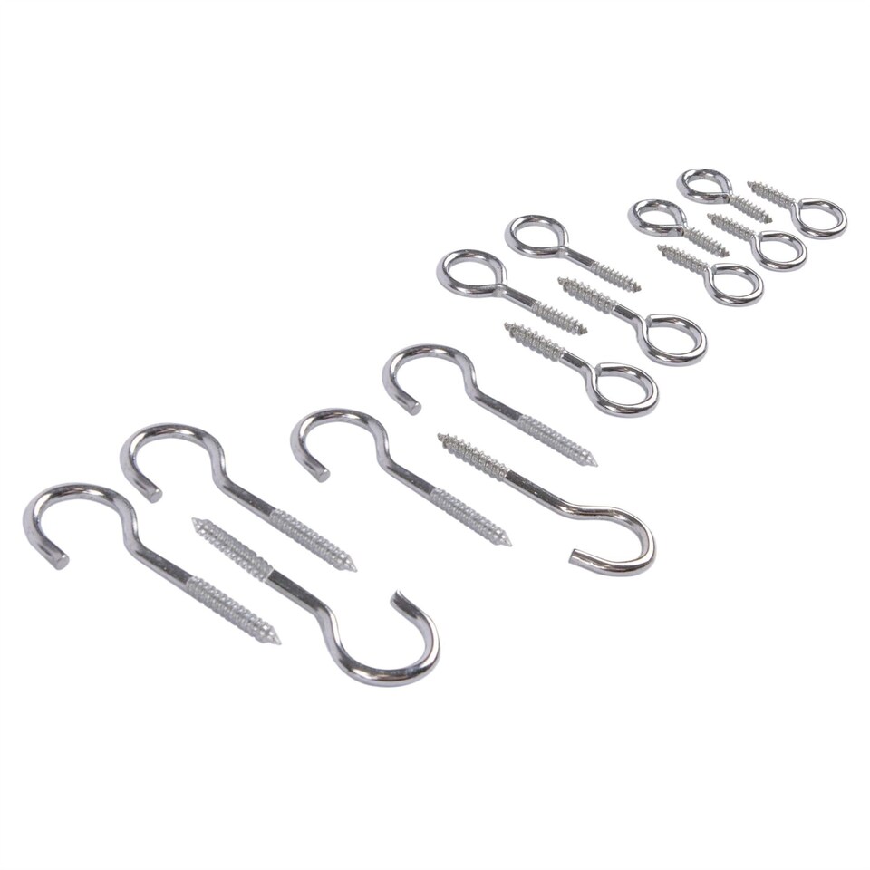 Blackspur 15pc Galvanised Iron Screw Hooks Set - 4 Sizes