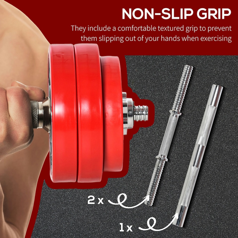 image 1 of HOMCOM 30KGS Dumbbell & Barbell Adjustable Ergonomic Set Exercise in Home Gym