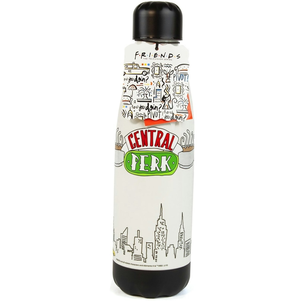 image 1 of Friends Central Perk Tritan 600ml Water Bottle - White/Black - One Size