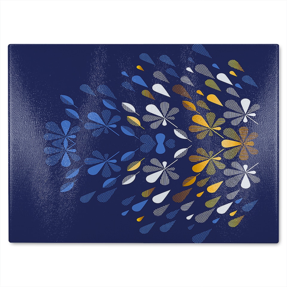 image 1 of Autumn Print Glass Chopping Board | Multi