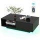 image 1 of COSTWAY Coffee Table w/LED Lights Rectangle Table Black