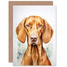 Hungarian Vizsla Watercolour Thinking You Dog Birthday Card