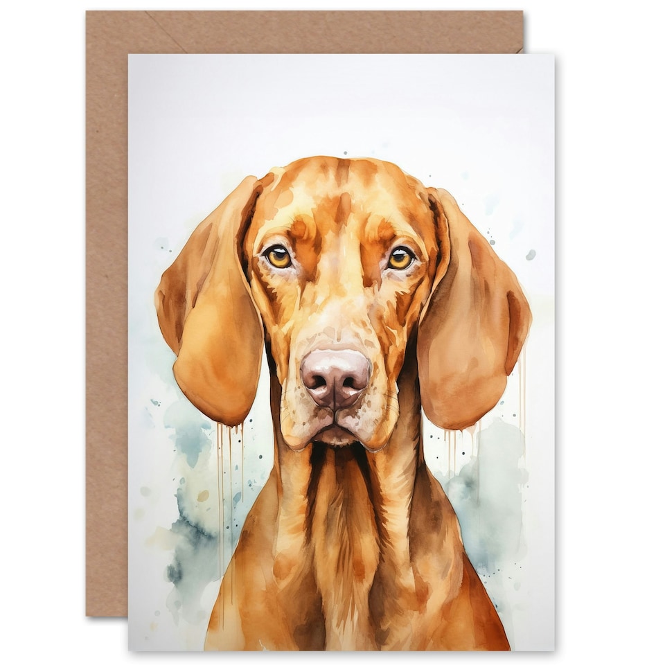 image 1 of Hungarian Vizsla Watercolour Thinking You Dog Birthday Card
