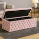 image 2 of 120cm Wide Lux Ottoman Storage Box, Pink Velvet Upholstered Chesterfield Storage Ottoman Box