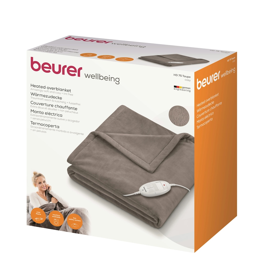 image 1 of Beurer HD75T Cosy Heated Snuggie Throw Taupe