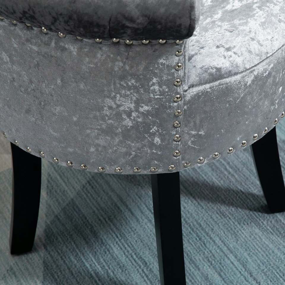 image 1 of HOMCOM Dressing Table Stool Vanity Seat w/ Rubber Wood Legs Bedroom - Grey