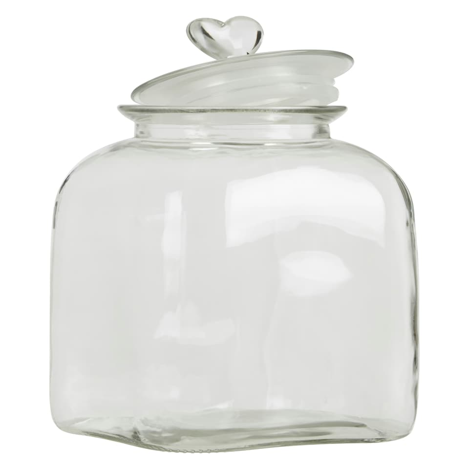 image 1 of Interiors by Premier Large Storage Jar, Glass Canister with Heart-Shaped Lid, Ideal for Storing Sweets, Spices