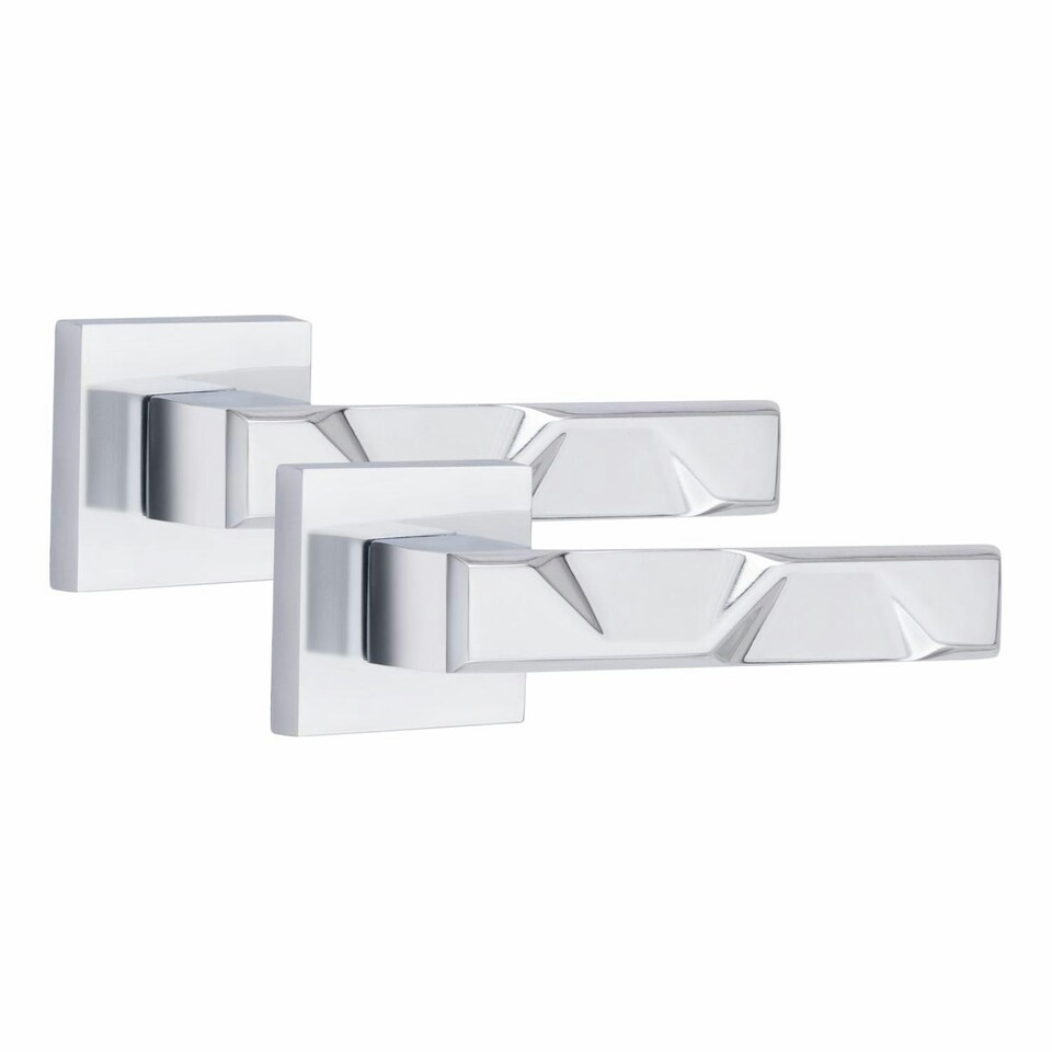 image 1 of Golden Grace 6 Pairs Modern Nova Premium Design Door Handles on Square Rose in Polished Chrome Finish Chrome