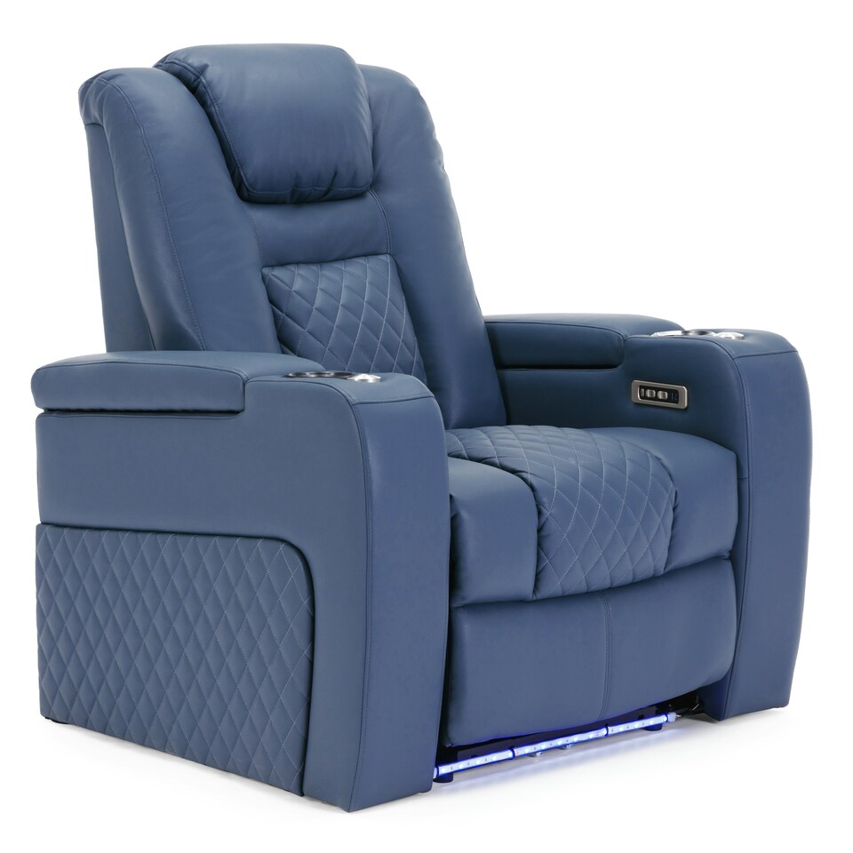 image 1 of Broadway Cinema Electric Recliner Chair USB Charging LED Base (Blue)