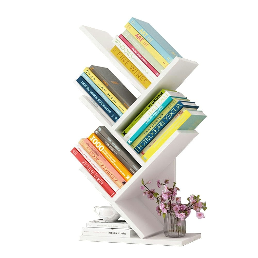 Living and Home Wooden Tree Bookshelf Display Rack 5 Shelf- White