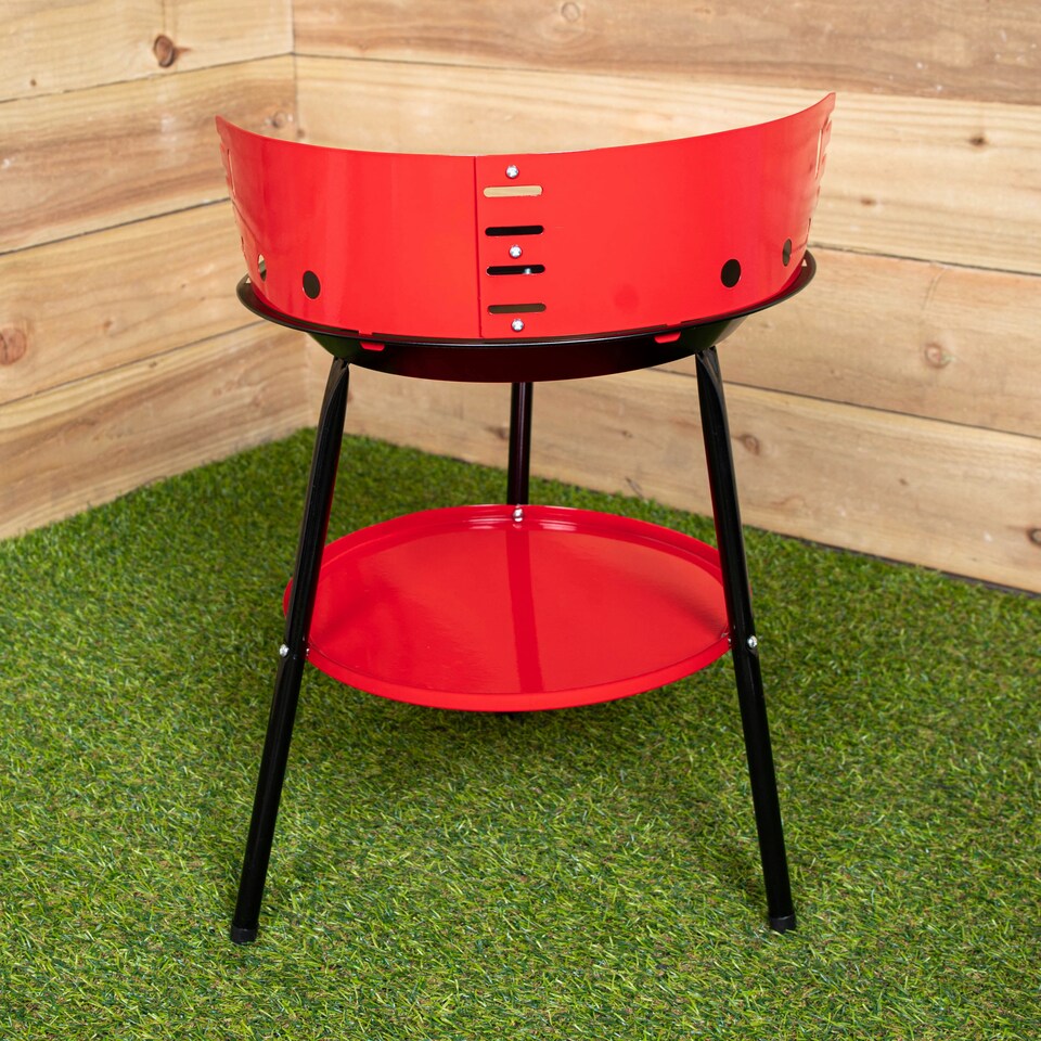 image 1 of 14" Round Garden Barbecue / BBQ with Wind Shield & Shelf