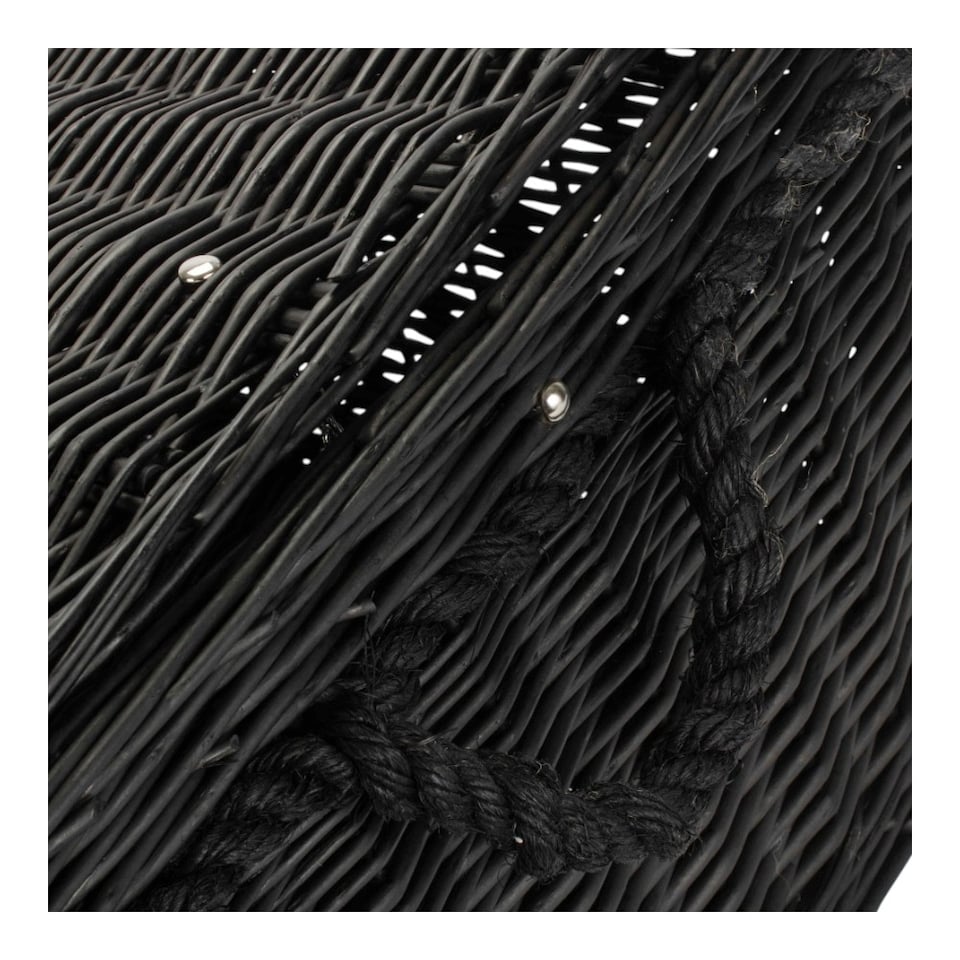 image 1 of 67cm Black Wicker Rope Handled Picnic Basket | Black | Black | One Size