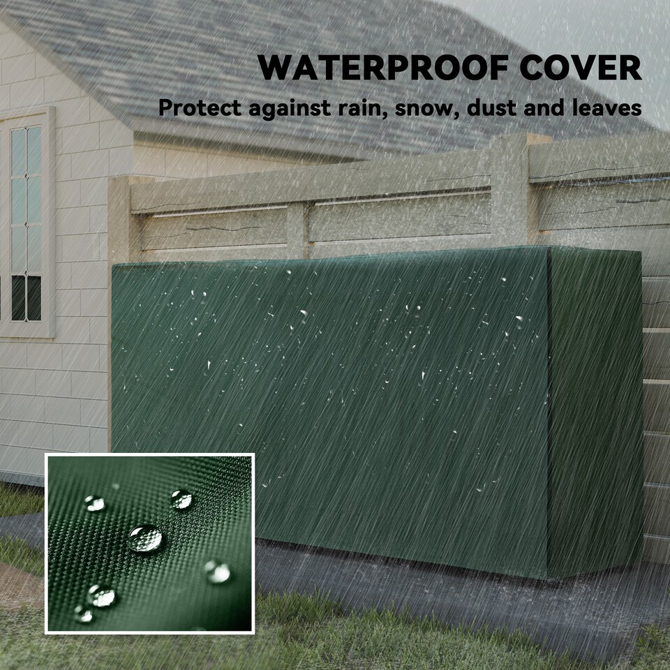 image 1 of Outsunny Firewood Rack with Waterproof Cover, Heavy Duty Metal Log Store Indoors, Log Storage Holder for Outdoor Indoor Fireplace, 200 x 36 x 99 cm, Dark Green