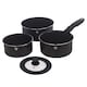 image 4 of Aluminium Induction Stackable Space Saving Pots Frying Pan Set Detachable Handle | Black | Matt Black- 4 Pcs Saucepans with Lid
