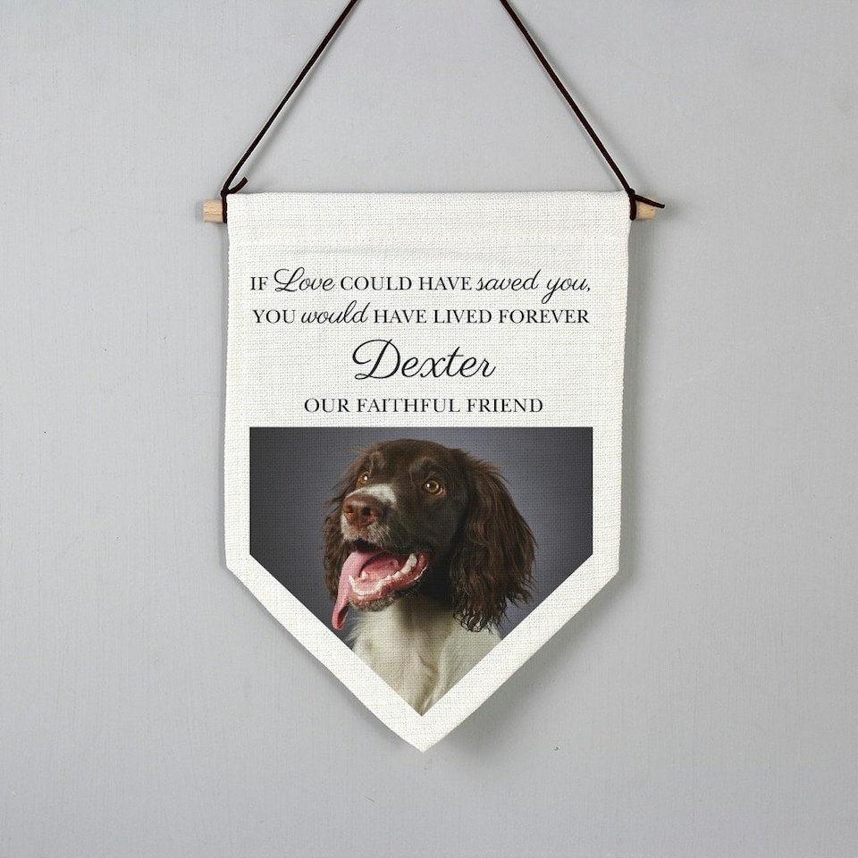 image 1 of Personalised Photo Upload Pet Memorial Hanging Banner