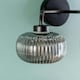 image 3 of ValueLights Amaia Pair of Matte Black IP44 Rated 2 Way Smoked Ribbed Glass Wall Lights