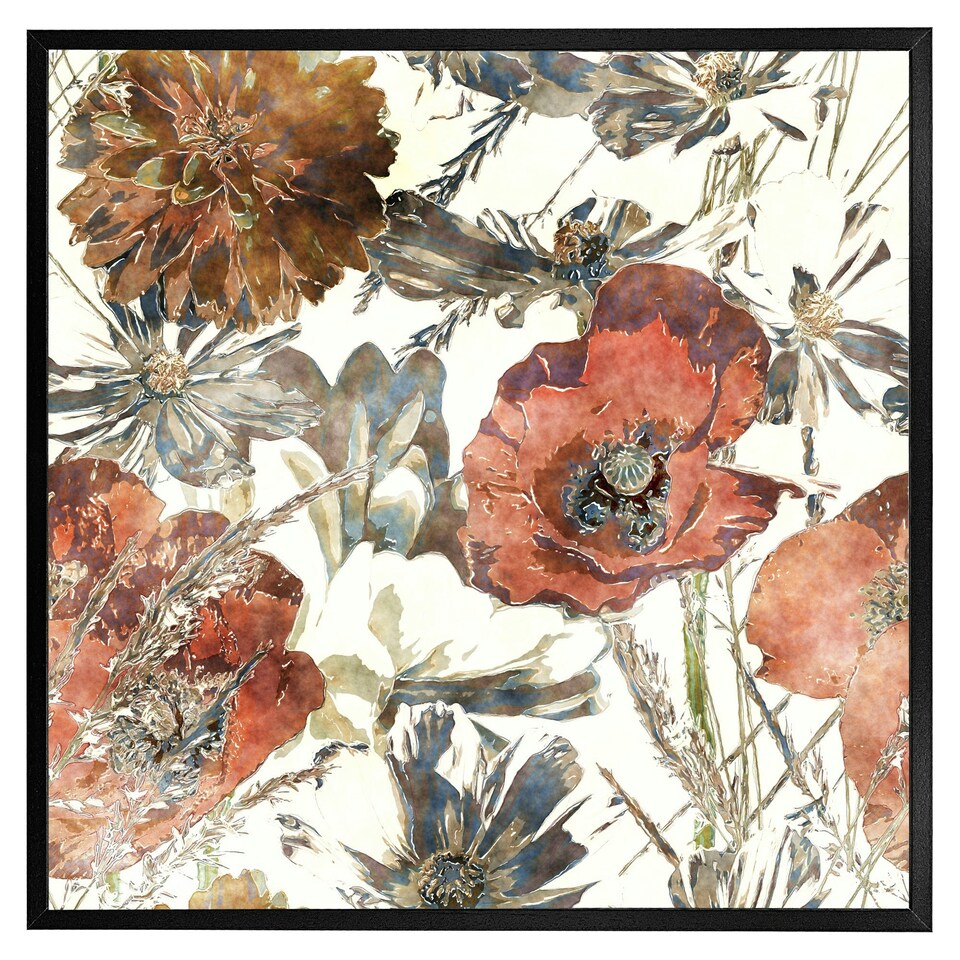 image 1 of Watercolour flower print (Picture Frame) Grey | S