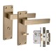 image 1 of Golden Grace 1 Pair Victorian Delta Bathroom Door Handle Antique Brass Metal Mortise Lock Set with Fixing Screws - 150mm x 40mm