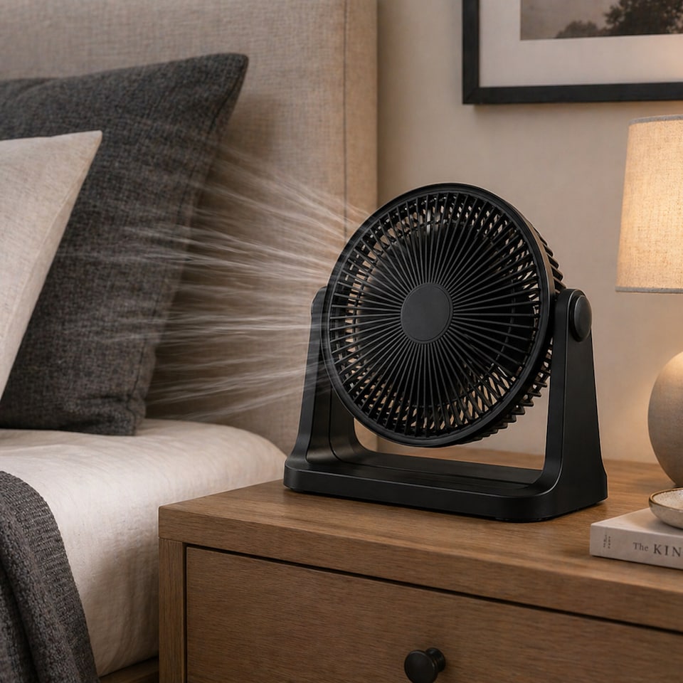 image 1 of EMtronics 9" Turbo Table Fan with 115° Tilt, 3 Speeds & Quiet Operation - Black