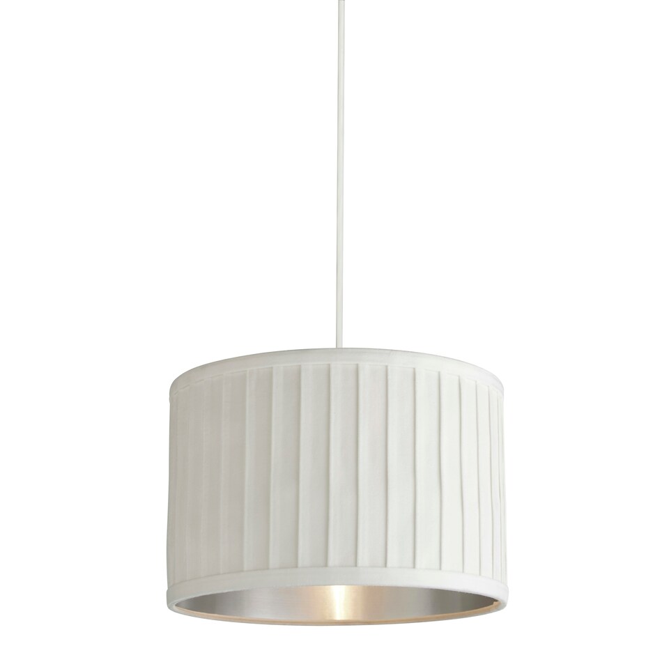 image 1 of PLEATED VELVET IVORY SHADE WITH SILVER INNER - 40CM