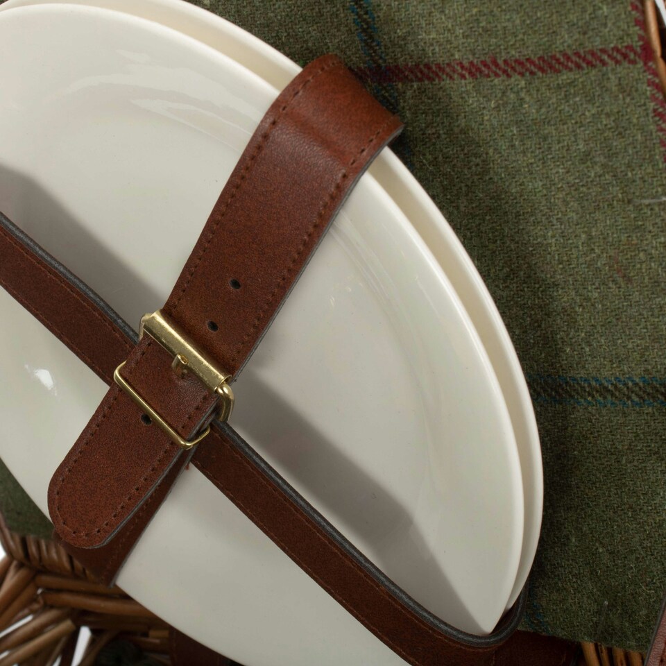 image 1 of 2 Person Butterfly Lidded Fitted Wicker Picnic Basket