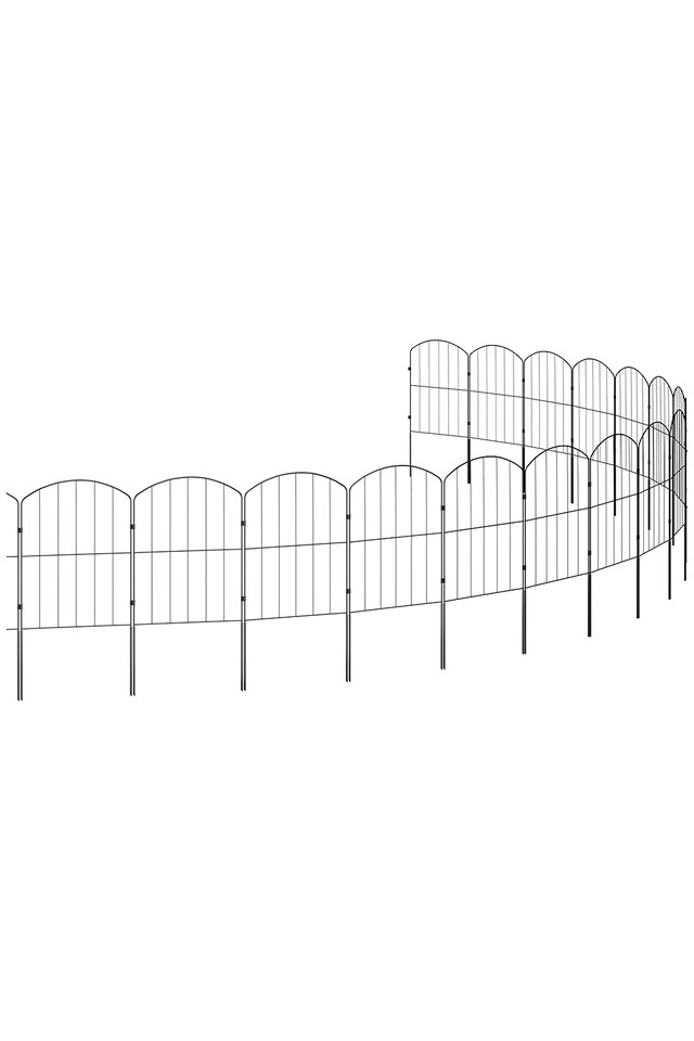 image 1 of Living and Home 25Pcs Arched Metal Garden Edging Fence Panels,31 W x 61 H cm | Black | 31cm(W) x 61cm(H)