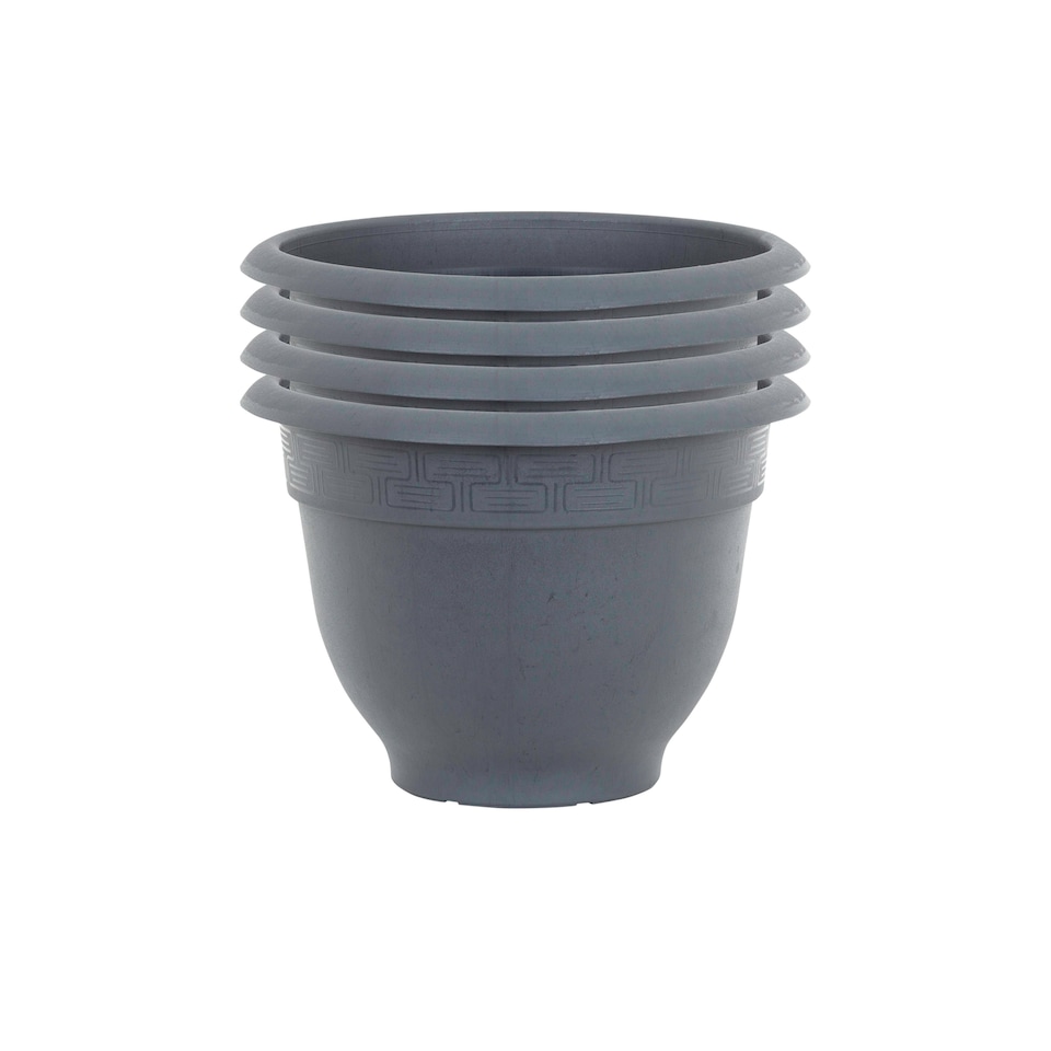 image 1 of Bell Pot 4x 28cm Round Plastic Garden Planter Orange