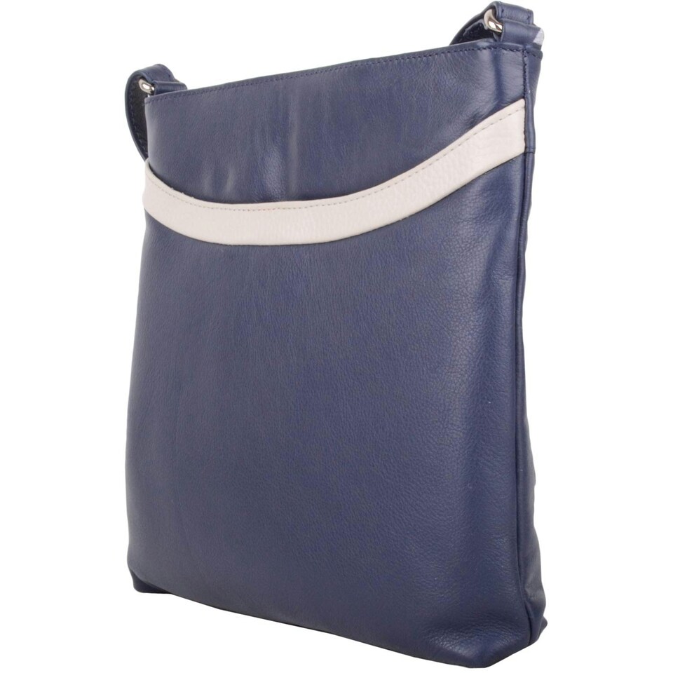image 1 of Smart Genuine Leather Cross Body / Shoulder Bag Multi Blue | Navy/White