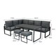 image 5 of Aluminium Corner Sofa Set With Black Rattan Storage Box - Anthracite Grey