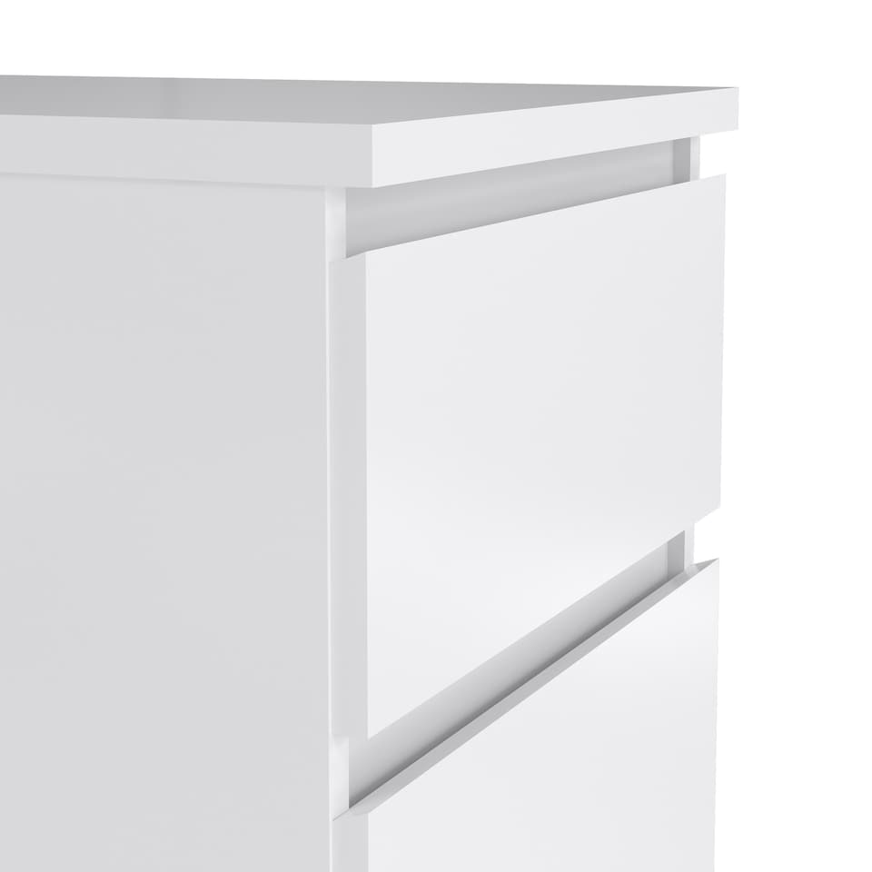 image 1 of Naia Narrow Chest of 5 Drawers in White High Gloss
