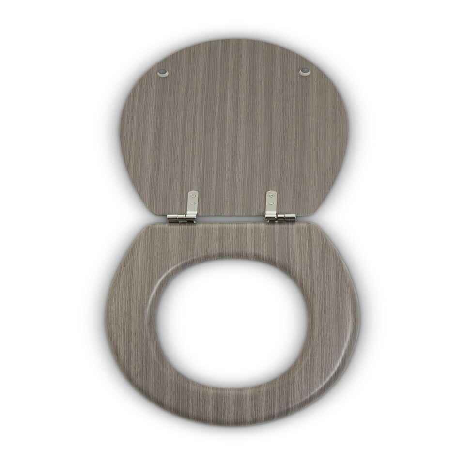 image 1 of Interiors by Premier Grey Wood Toilet Seat, Oval Toilet Seat With Scratch-Resistant Veneer Lid, Ideal For Closet Seat Replacement