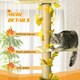 image 5 of PawHut 242cm Floor to Ceiling Cat Tree with Leaves, Scratching Post, Yellow