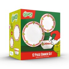 The Grinch Pattern 12 Piece Dinner Set Christmas Dinnerware