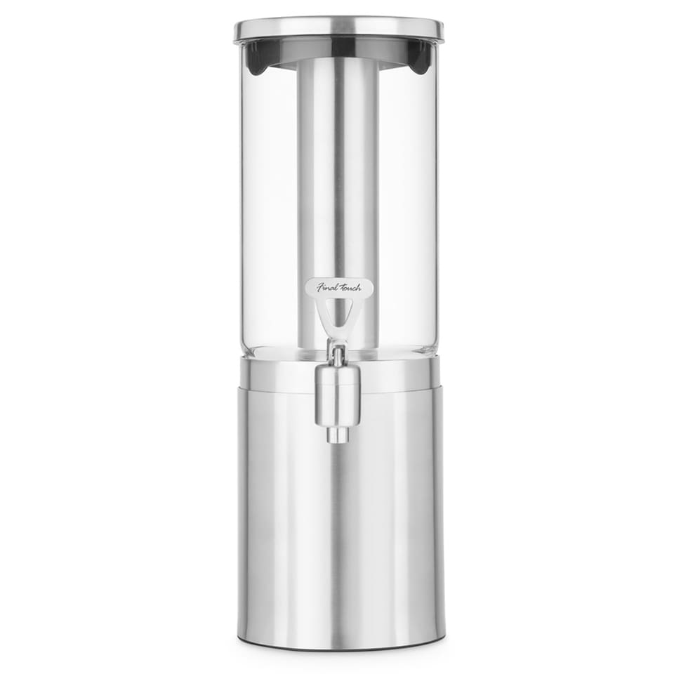 image 1 of Final Touch Stainless Steel & Glass Beverage Dispenser with Chilling Tube 1.5L