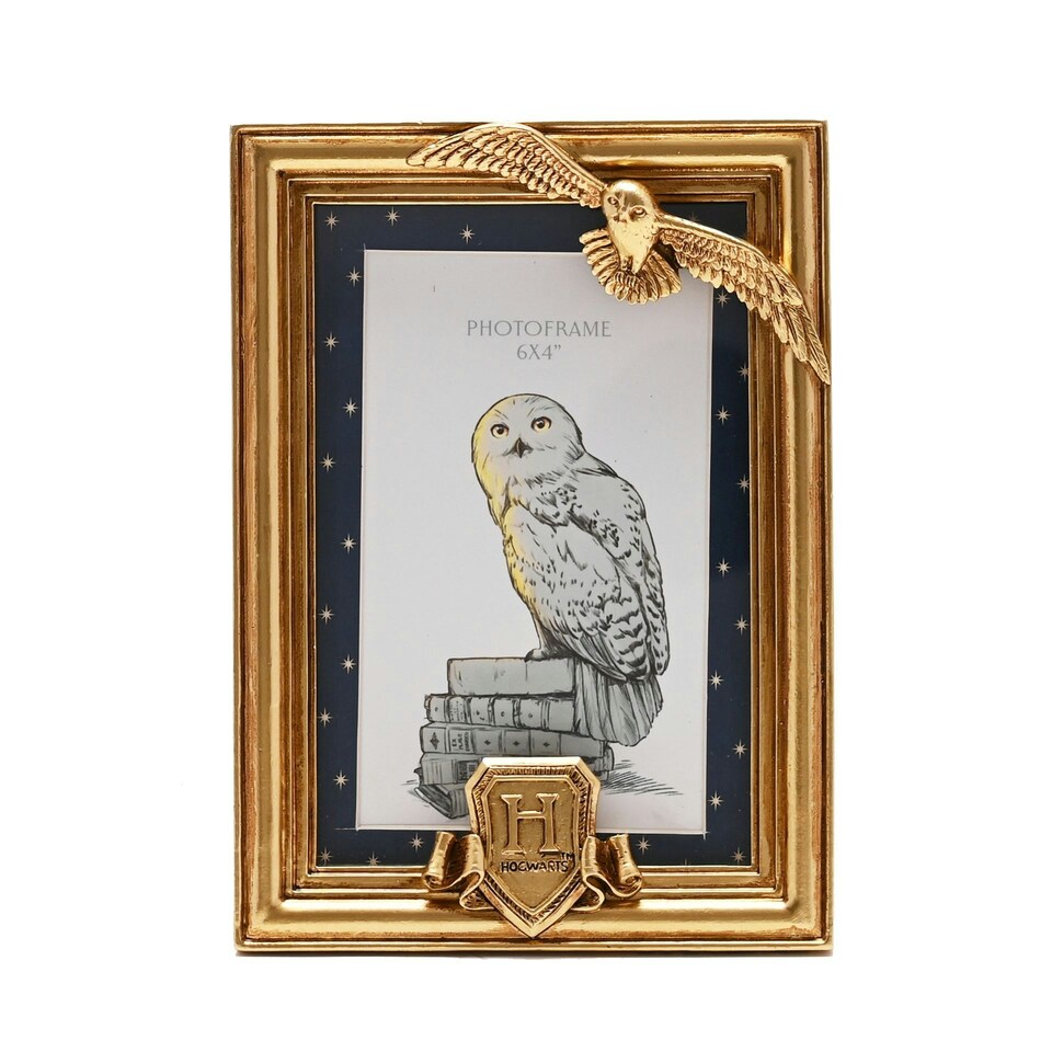 image 1 of Warner Bros Harry Potter Alumni Gold Photo Frame Hedwig