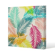 Multi Coloured Tropical Leaves (Canvas Print) 114 x 114 x 4cm