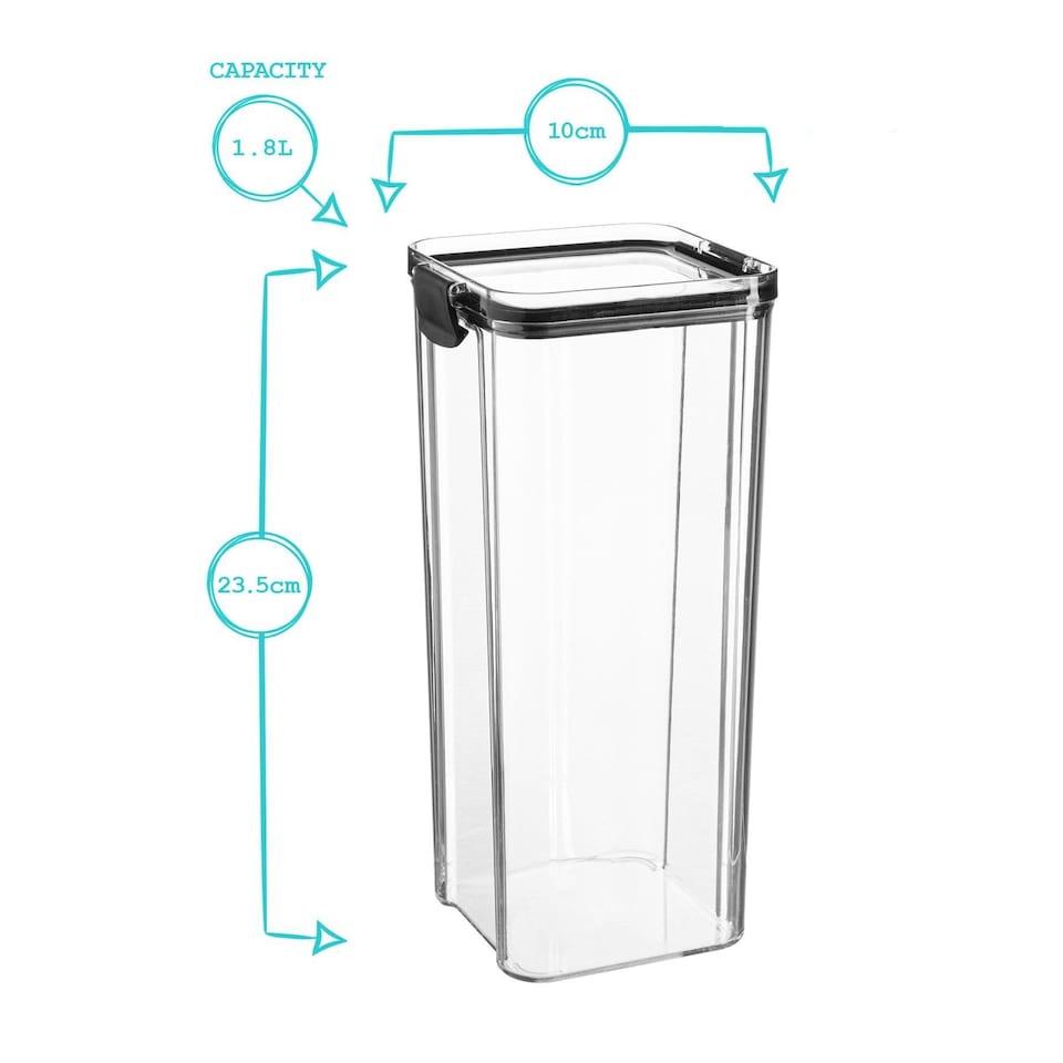 image 1 of Argon Tableware 3x Food Storage Containers - 1.8 Litre - Black Reusable Airtight Stackable Meal Prep Lunch Box with Clip-Lock Lid