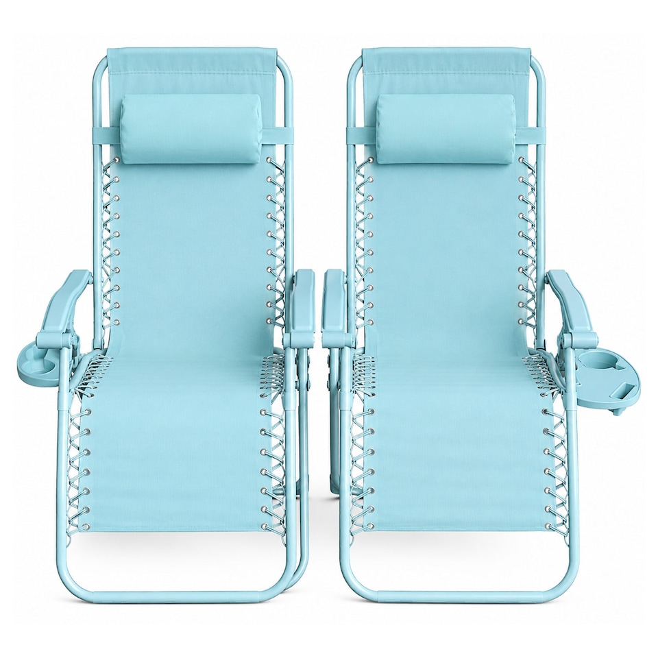 image 1 of Set of 2 Zero Gravity Reclining Foldable Garden Chairs Sun Loungers